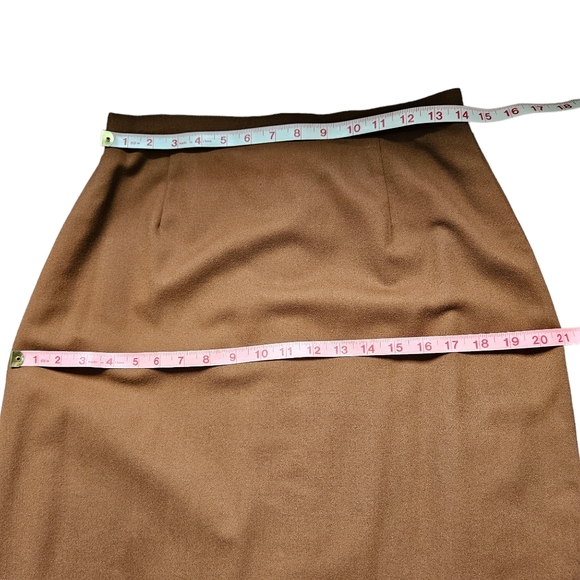 Vintage straight midi skirt hand made cinnamon brown wool blend lined size M - Picture 8 of 9
